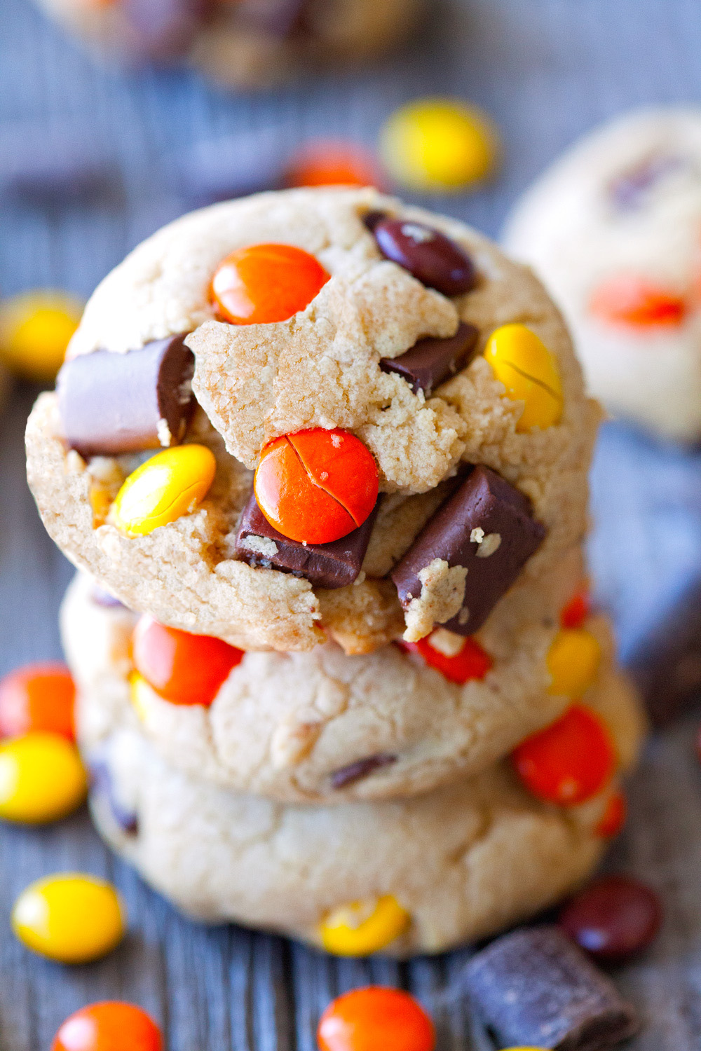Thick and Chewy Resees Chocolate Chunk Cookies via Deliciously Yum!