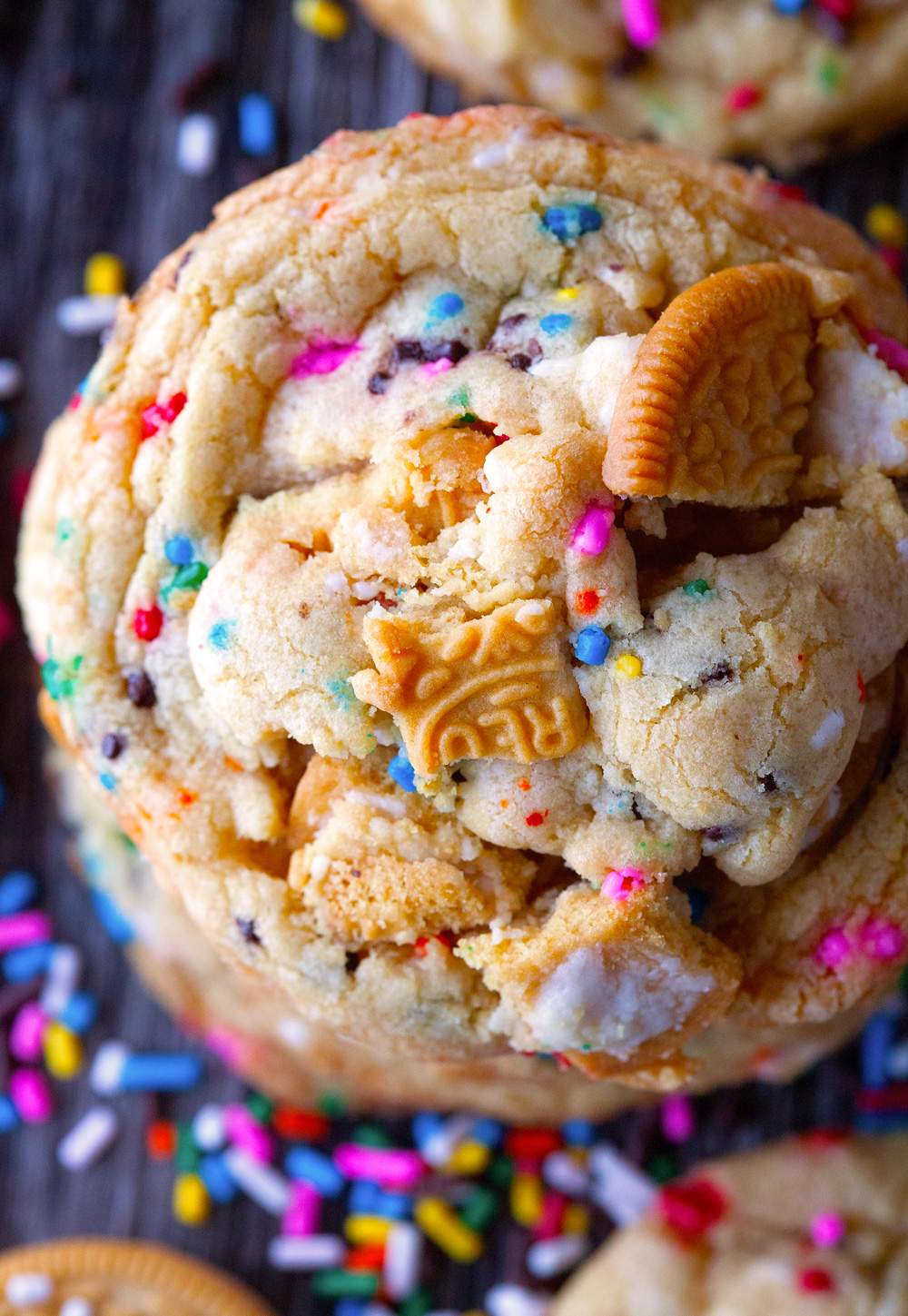 Cake Batter Golden Oreo Rainbow Cookies by Deliciously Yum!