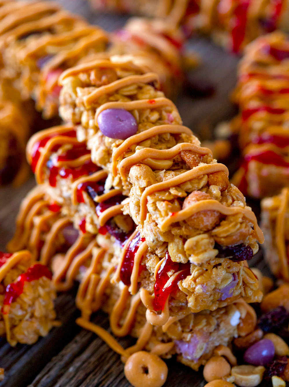 Peanut Butter and Jelly Granola Bars by Deliciously Yum!
