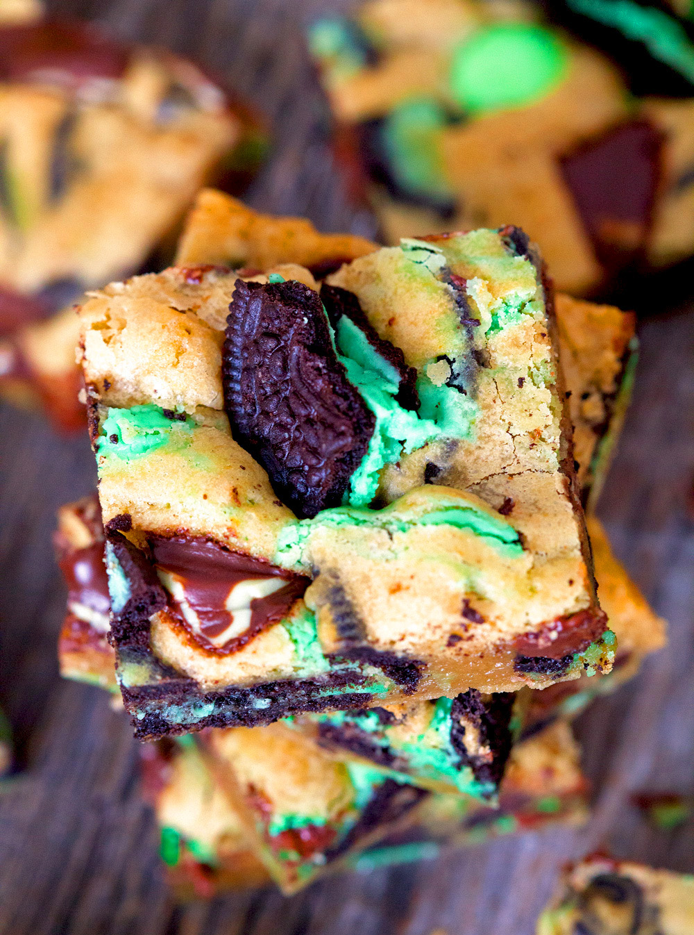 No-Fail Triple Chocolate and Mint Blondies by Deliciously Yum!
