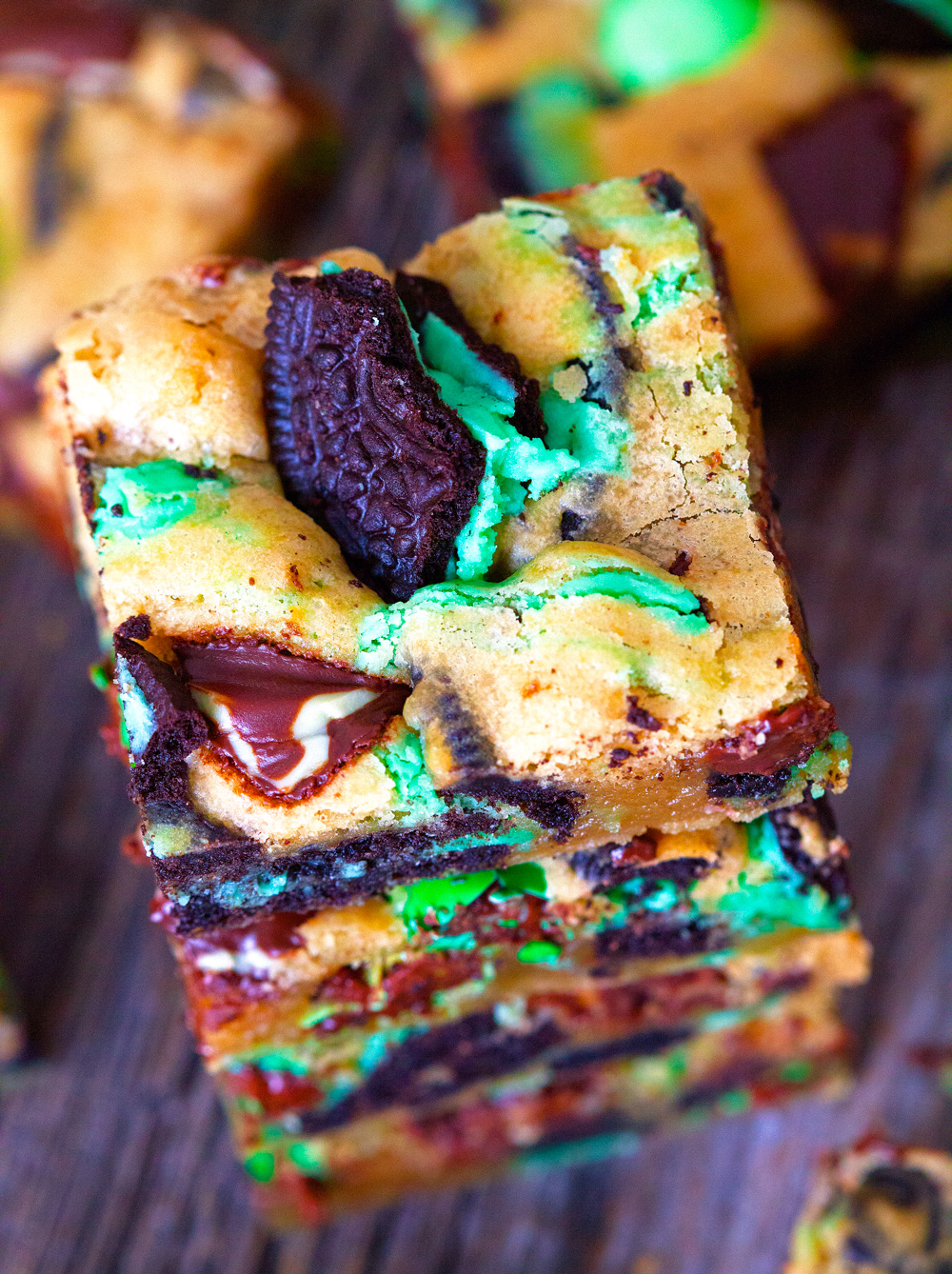 No-Fail Triple Chocolate and Mint Blondies by Deliciously Yum!