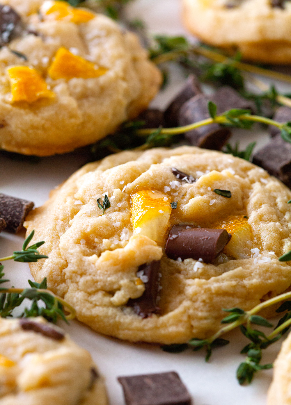 Candied Meyer Lemon and Thyme Salted Chocolate Chippers by Deliciously Yum!