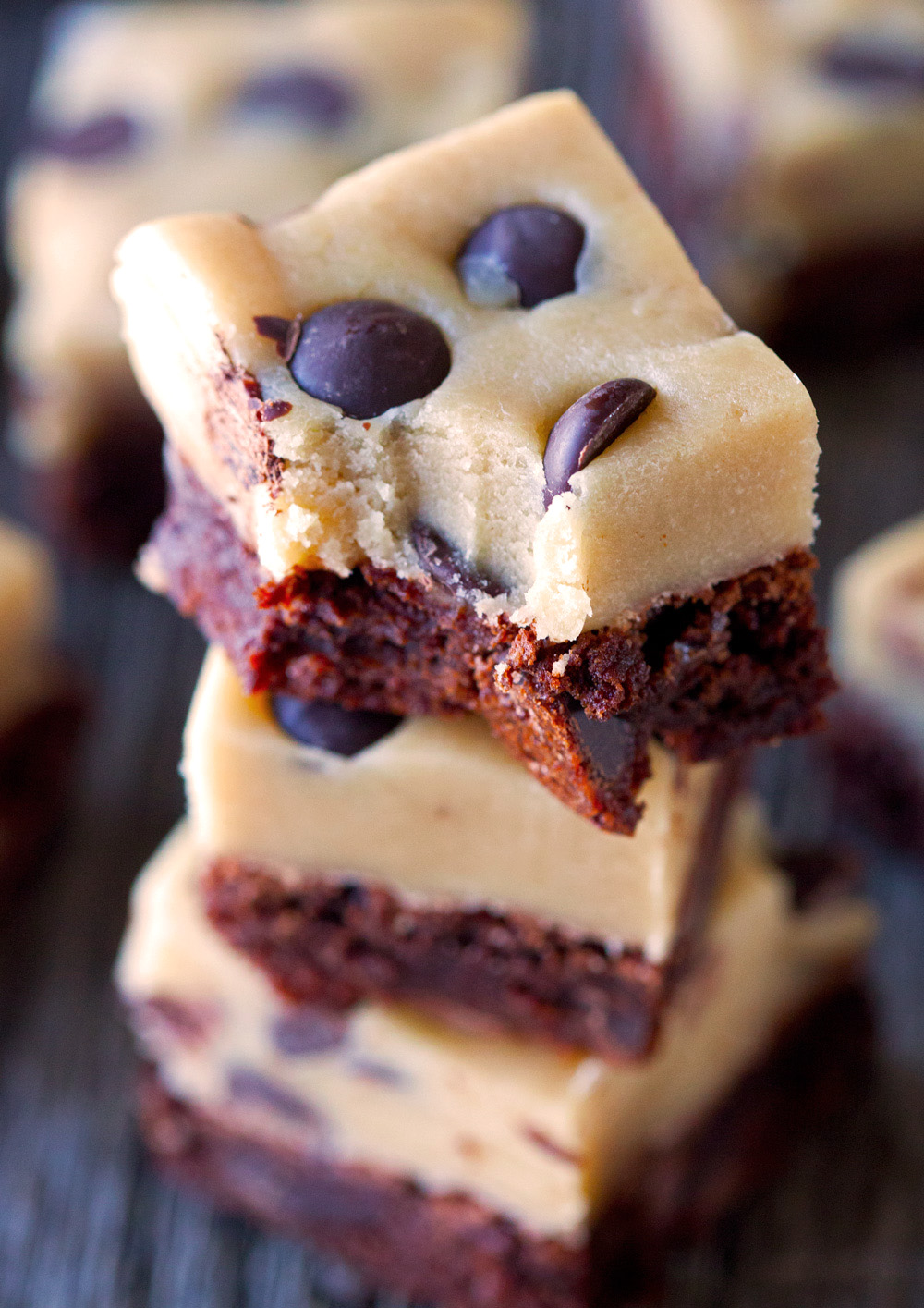 Chocolate Chip Cookie Dough Brownies more at deliciouslyyum.com