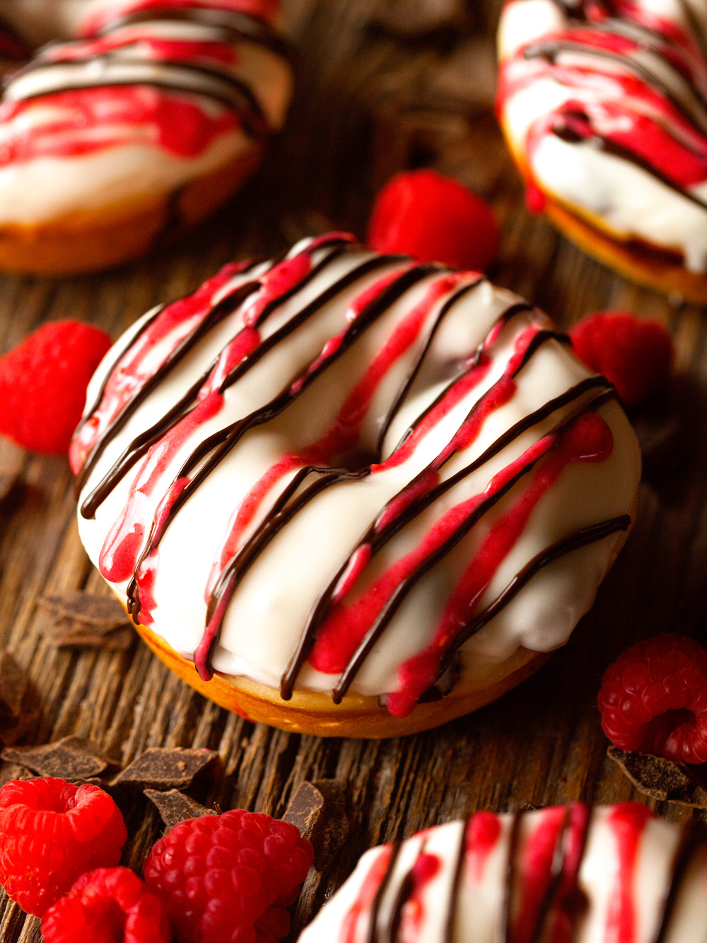 glazed-dark-chocolate-raspberry-doughnuts