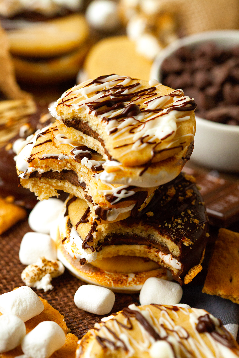 S'mores Sandwich Cookies via Deliciously Yum