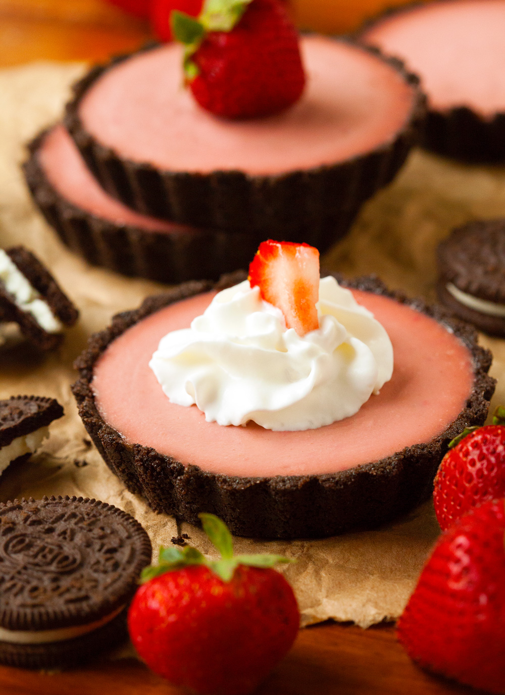Vegan Chocolate Covered Strawberry Cheesecakes