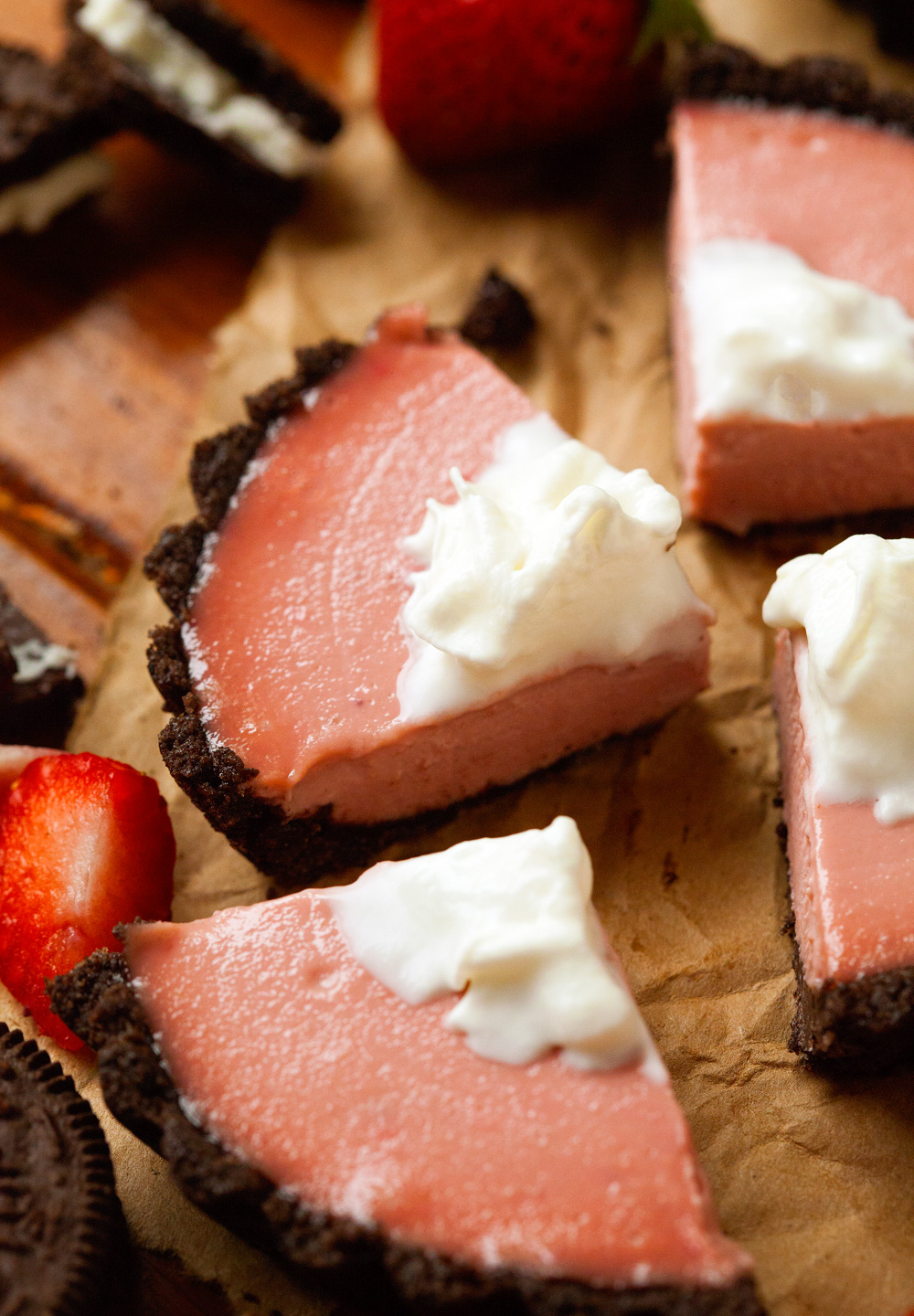 Vegan Chocolate Covered Strawberry Cheesecakes